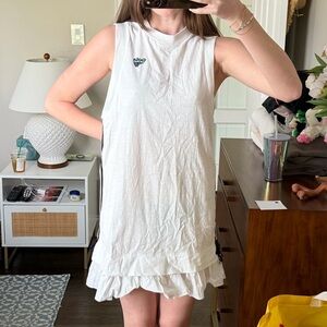 Gola White Sleeveless Ruffle-Hem Mini Dress